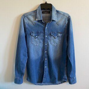 Replay Blue Jeans Denim Shirt with Turquoise Buttons